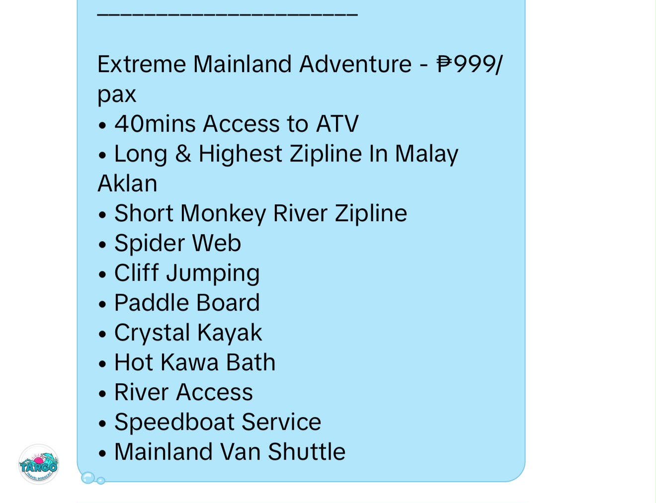 Extreme Mainland Adventure flyer